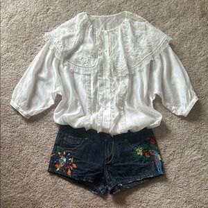 White Lace Collar Women's Top